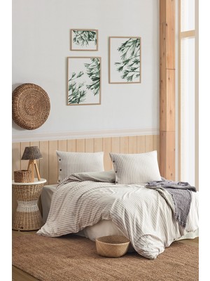 Berolige Easy Boho Kahve Tek Kişilik Yıkamalı Iplik Boya Nevresim Takımı
