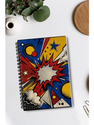 giftkonsept Dinamik ve Renkli Retro Tarzı Eğlenceli 50 Yaprak 100 Sayfa Sprialli Defter