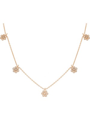Eva Pırlanta Zirkon Papatya Kolye 718010 Rose
