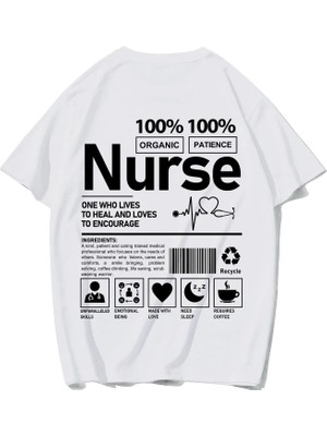 Brz Collection Unisex Oversize Nurse T-Shirt (Beyaz)