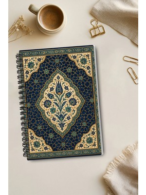 giftkonsept Geleneksel Çini ve Lale Motifli Otantik Tasarım 50 Yaprak 100 Sayfa Sprialli Defter