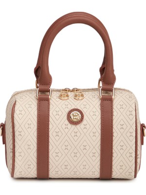 Tergan Bej Print Kadın Omuz Çantası - S26Y1PR09200-E52