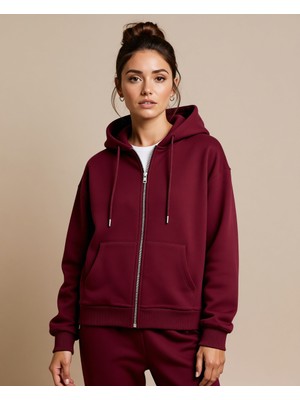 DeFacto Relax Fit Kapüşonlu Basic Kalın Fermuarlı Sweatshirt C1809AX25AU