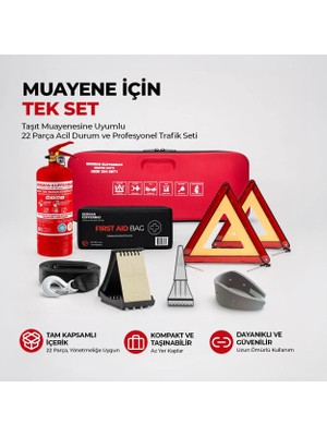 German Kupfermax Araç Muayene Uyumlu 22 Parça Acil Durum ve Profesyonel Trafik Seti ''ab Onaylı ve Ce Belgeli''