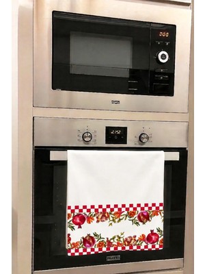 Aymira Home Dekoratif Mutfak Pamuklu Fırın Havlusu Özel Desenli 35X50 cm Yıkanabilir Nar
