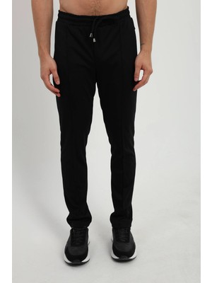 Dufy Erkek Slim Fit Siyah Örme Pantolon