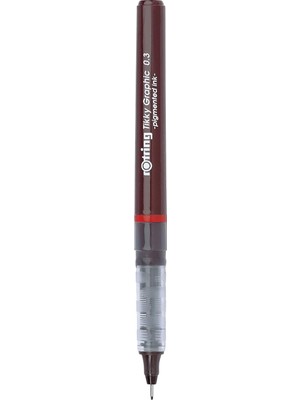 Hepta Collection Rotring 1904753 Tikky Grafik Fiber Uçlu Kalem, Siyah Mürekkep, Kahverengi Gövde, 0.3 mm
