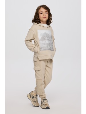Panço Erkek Çocuk Kapüşonlu Taş Sweatshirt