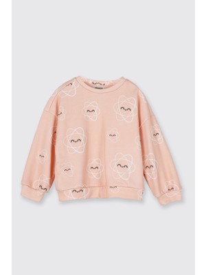 Panço Kız Bebek Desenli Somon Sweatshirt