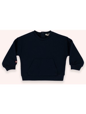 Panço Erkek Bebek Bisiklet Yaka Cep Detaylı Lacivert Sweatshirt
