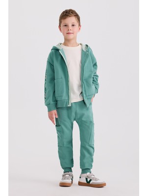 Panço Erkek Çocuk Fermuarlı Yeşil Sweatshirt