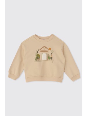 Panço Erkek Bebek Baskılı Açık Yeşil Sweatshirt