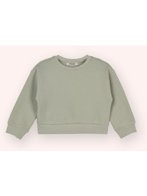 Panço Kız Bebek Bisiklet Yaka Haki Sweatshirt