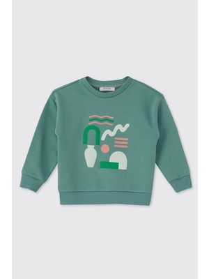 Panço Erkek Bebek Baskılı Yeşil Sweatshirt