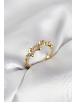 TeknoKapsül Gold Renk Zirkon Taşlı Sarmal Yılan Model Kadın Yüzük