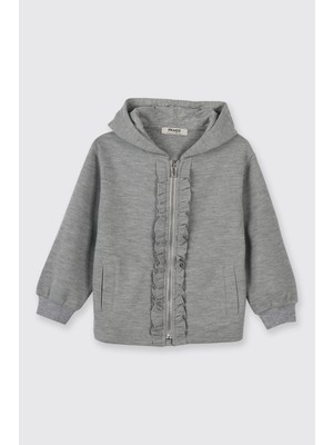 Panço Kız Bebek Fermuarlı Gri-Melanj Sweatshirt