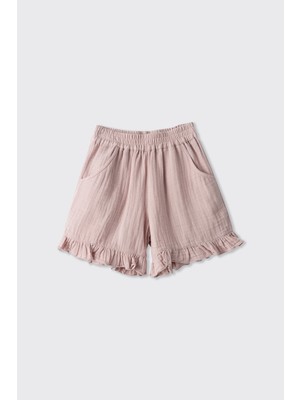 Panço Kız Çocuk Yumuşak Dokulu Pembe Müslin Şort