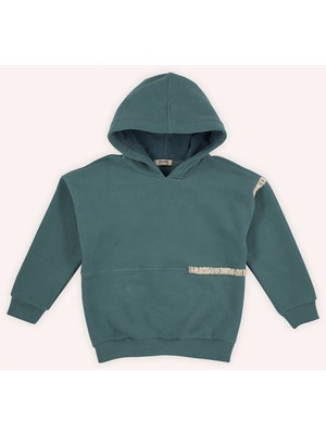 Panço Erkek Çocuk Kapüşonlu Yeşil Sweatshirt
