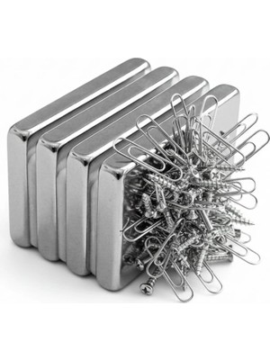 Renas Store 2 Adet 40X20X5MM Neodyum Magnet Güçlü N35 Mıknatıs Köşeli Nikel Kaplama
