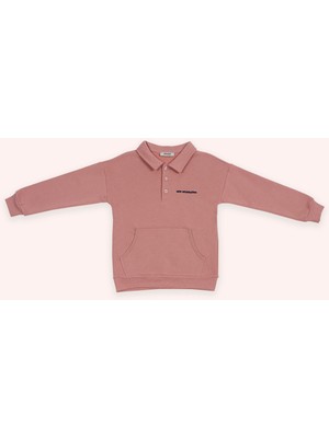 Panço Erkek Çocuk Yakalı Gül Rengi Sweatshirt