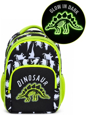 Denokids Erkek Çocuk Okul Çantası Dinozor Desenli Gece Parlar Su Geçirmez 3 Bölmeli