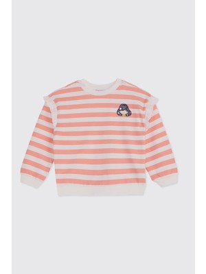 Panço Kız Bebek Baskı Detaylı Ekru Sweatshirt