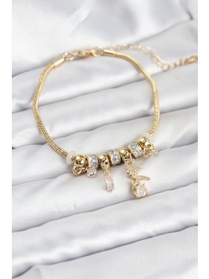 Renas Store Pirinç Gold Renk Tinkerbell Charmlı Kadın Bileklik 5886