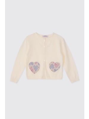Panço Liberty Kumaş Kız Çocuk Çiçek Desenli Triko Hırka
