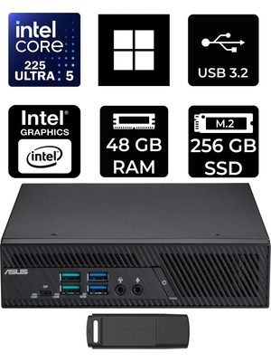 Asus Expertcenter PB64 Core Ultra 5 225 48GB Ram 256GB SSD WIN11 Pro PB64-B50060MHP426 Mini Masaüstü Bilgisayar + Per4 USB Bellek