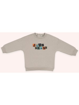 Panço Erkek Bebek Baskılı Bej Sweatshirt