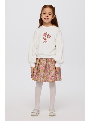Panço Liberty Kumaş Nakışlı Kız Çocuk Sweatshirt