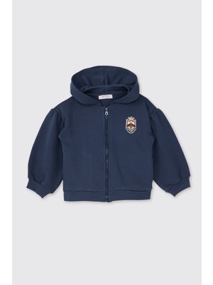 Panço Kız Bebek Fermuarlı Lacivert Sweatshirt