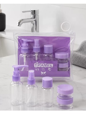 Renas Store Seyahat Tipi Kozmetik Dolum Şişesi Seti Şeffaf 5 Parça Tasarım