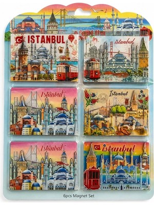 Renas Store Istanbul Temalı Ahşap Buzdolapı Süsü Magnet 6'lı Set ALK5808