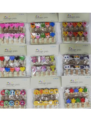 Renas Store 10'lu Şekilli Ahşap Mandallar 3.5cm (10'lu Set-10 Paket)