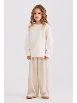 Panço Kız Çocuk Ekru Sweatshirt