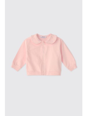 Panço Kız Bebek Fermuarlı Pembe Sweatshirt