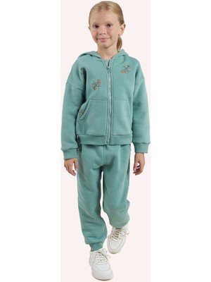 Panço Kız Çocuk Fermuarlı Yeşil Sweatshirt