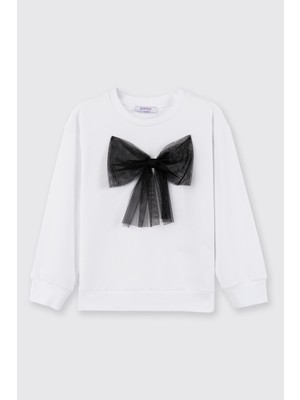 Panço Kız Bebek Beyaz Sweatshirt