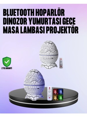 Renas Store Dinozor Yumurtası Galaksi Projektör Gece Lambası 4'ü 1 Arada – Bluetooth Hoparlörlü