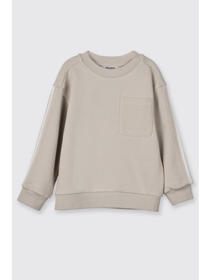Panço Erkek Bebek Kol Üstü Şerit Detaylı Taş Sweatshirt