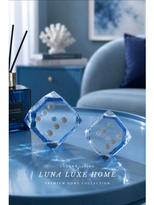 Luna Luxe Home Crystal Dice Collection | Premium Dekoratif Kristal Cam Zar Seti
