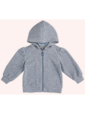 Panço Kız Bebek Yumuşak Dokulu Fermuarlı Mavi Sweatshirt