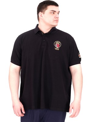 ModeXL Mode Xl Büyük Beden Erkek T-Shirt Pike Polo Yaka U25306 Siyah