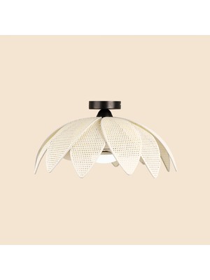 Nisa Luce Safir Çift Kat Rattan Vantilatör Avize - Krem