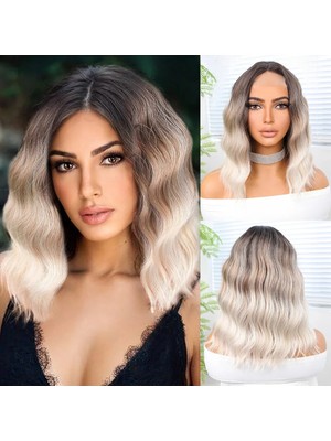 Renas Store Kahverengi Bebek Kumralı Beyaz Platin Ombre Küt Tül Peruk