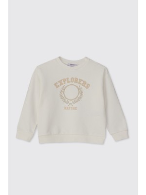 Panço Erkek Bebek Baskılı Ekru Sweatshirt