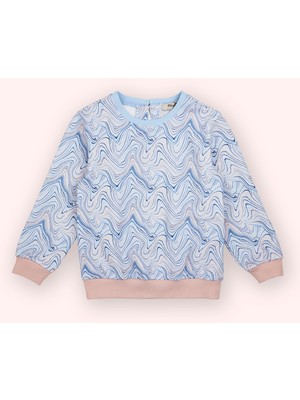 Panço Kız Bebek Baskılı Mavi Sweatshirt
