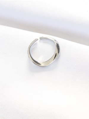 TeknoKapsül Yassı Silver Renk Ayarlanabilir Yüzük