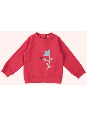 Panço Kız Bebek Nakış Detaylı Kırmızı Sweatshirt